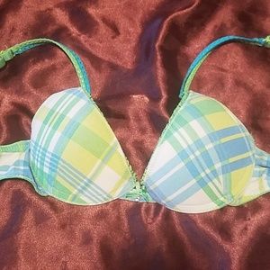 Plaid padded bra
